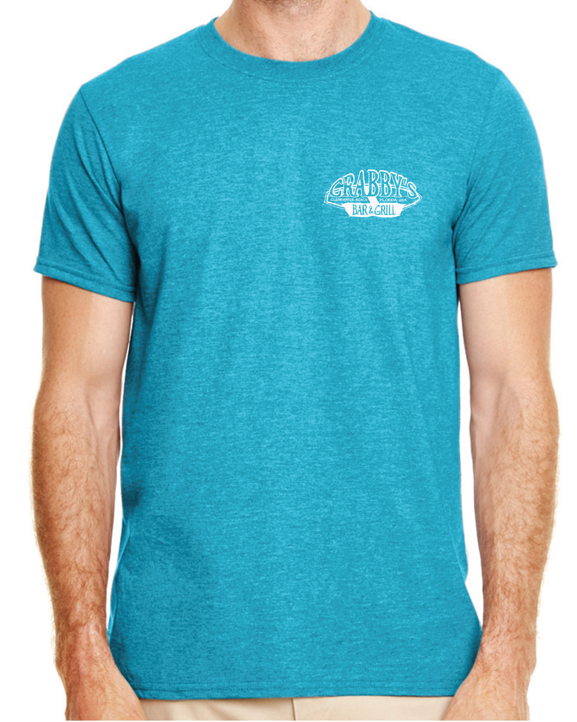3X-Large Heather Galapagos Blue Beachside HG Crabby's Bar and Grill Clearwater LOGO 