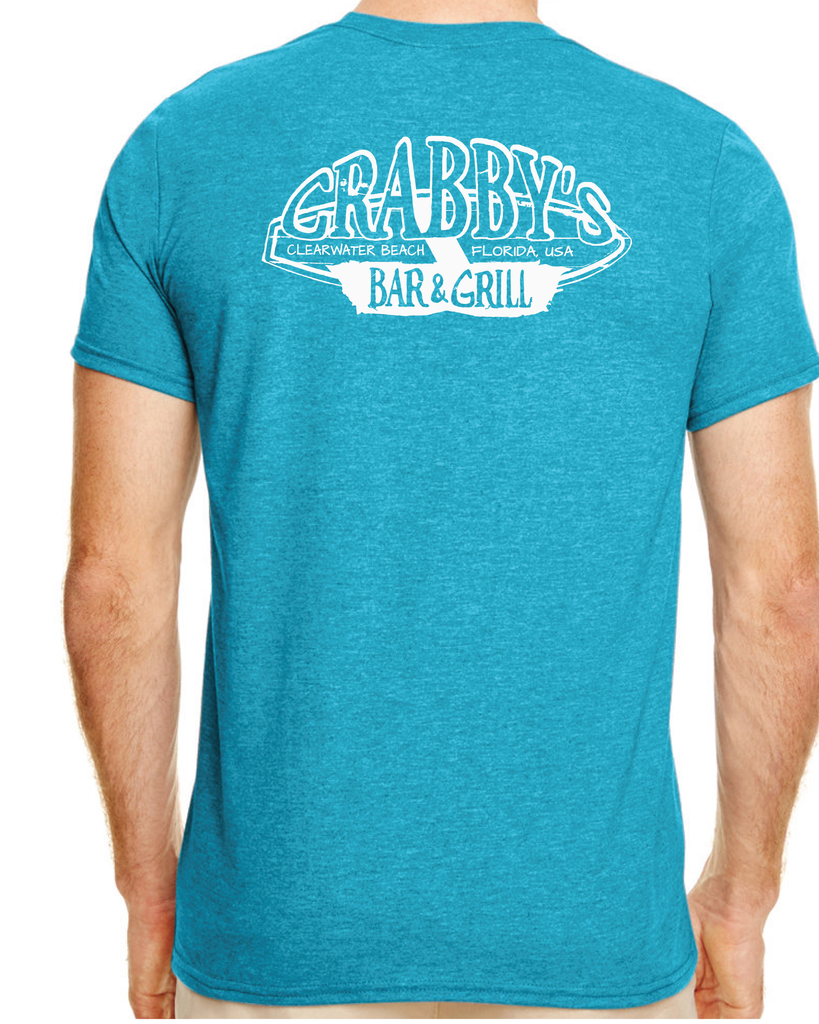 3X-Large Heather Galapagos Blue Beachside HG Crabby's Bar and Grill Clearwater LOGO 